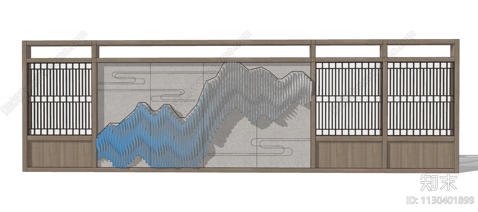 现代波浪背景墙异形造型墙SU模型下载【ID:1130401899】