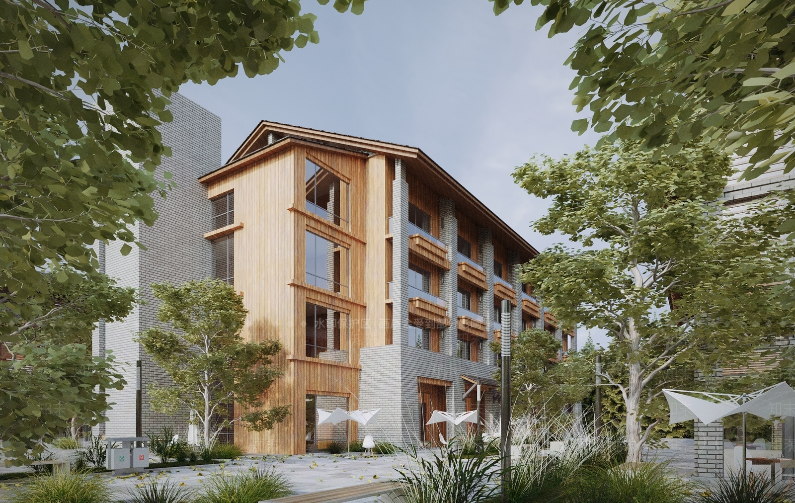 现代学校宿舍楼外观3D模型下载【ID:1130402985】