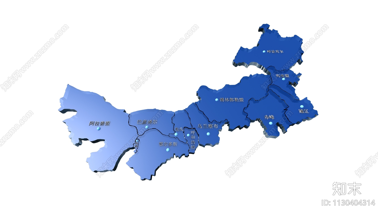 现代内蒙古地图墙饰挂件3D模型下载【ID:1130404314】