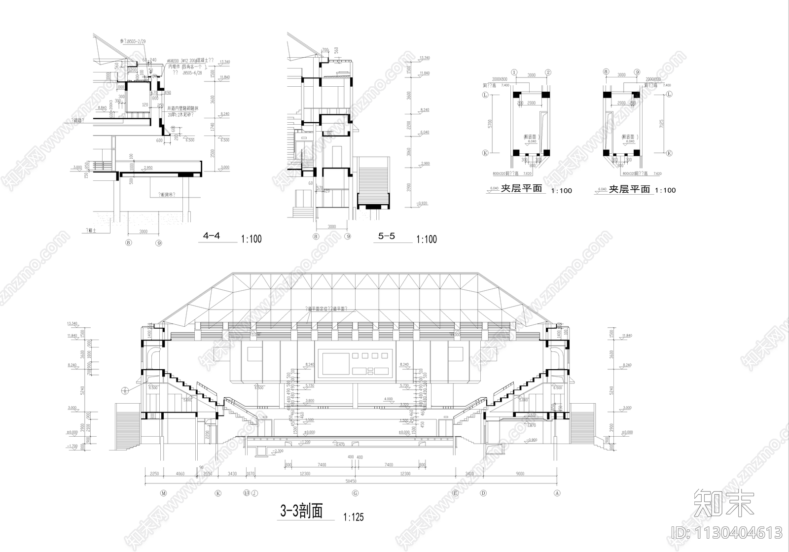 体育馆cad施工图下载【ID:1130404613】