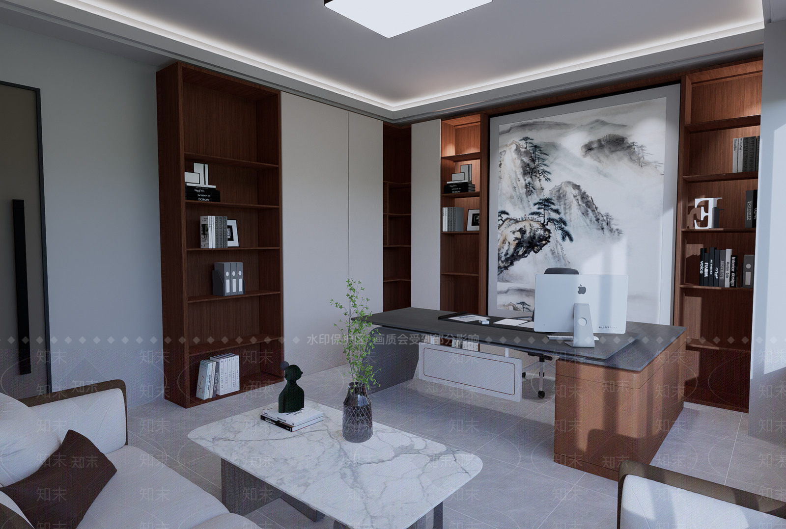 现代老板办公室SU模型下载【ID:1130452303】