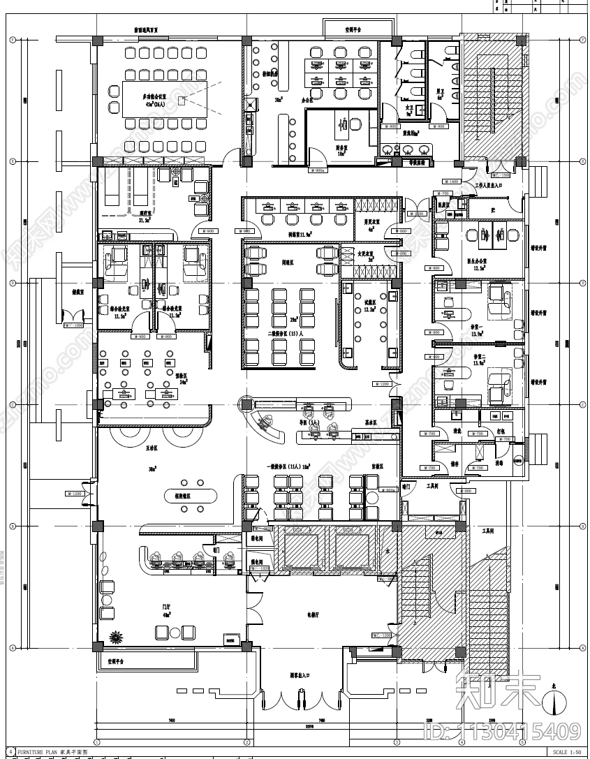 眼科医院室内cad施工图下载【ID:1130415409】