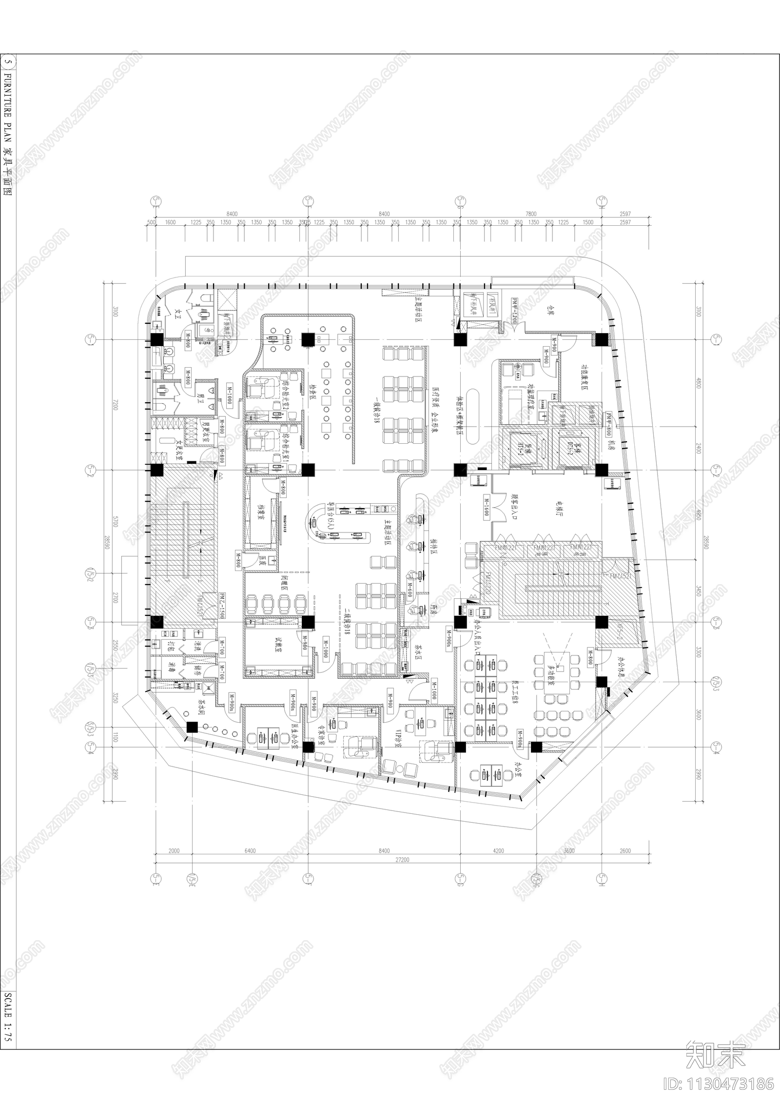 现代简约眼科医院cad施工图下载【ID:1130473186】