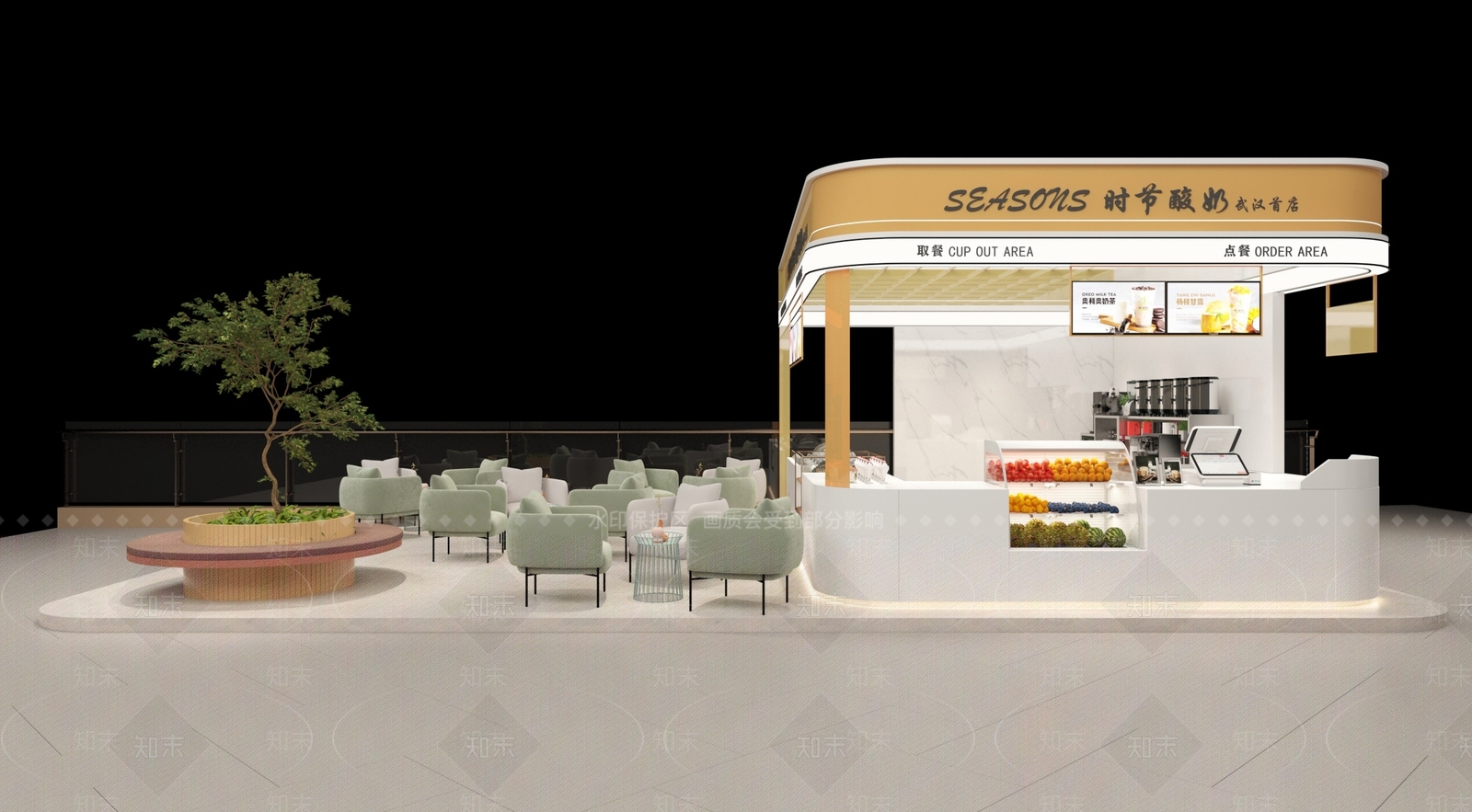 现代奶茶店3D模型下载【ID:1130423701】