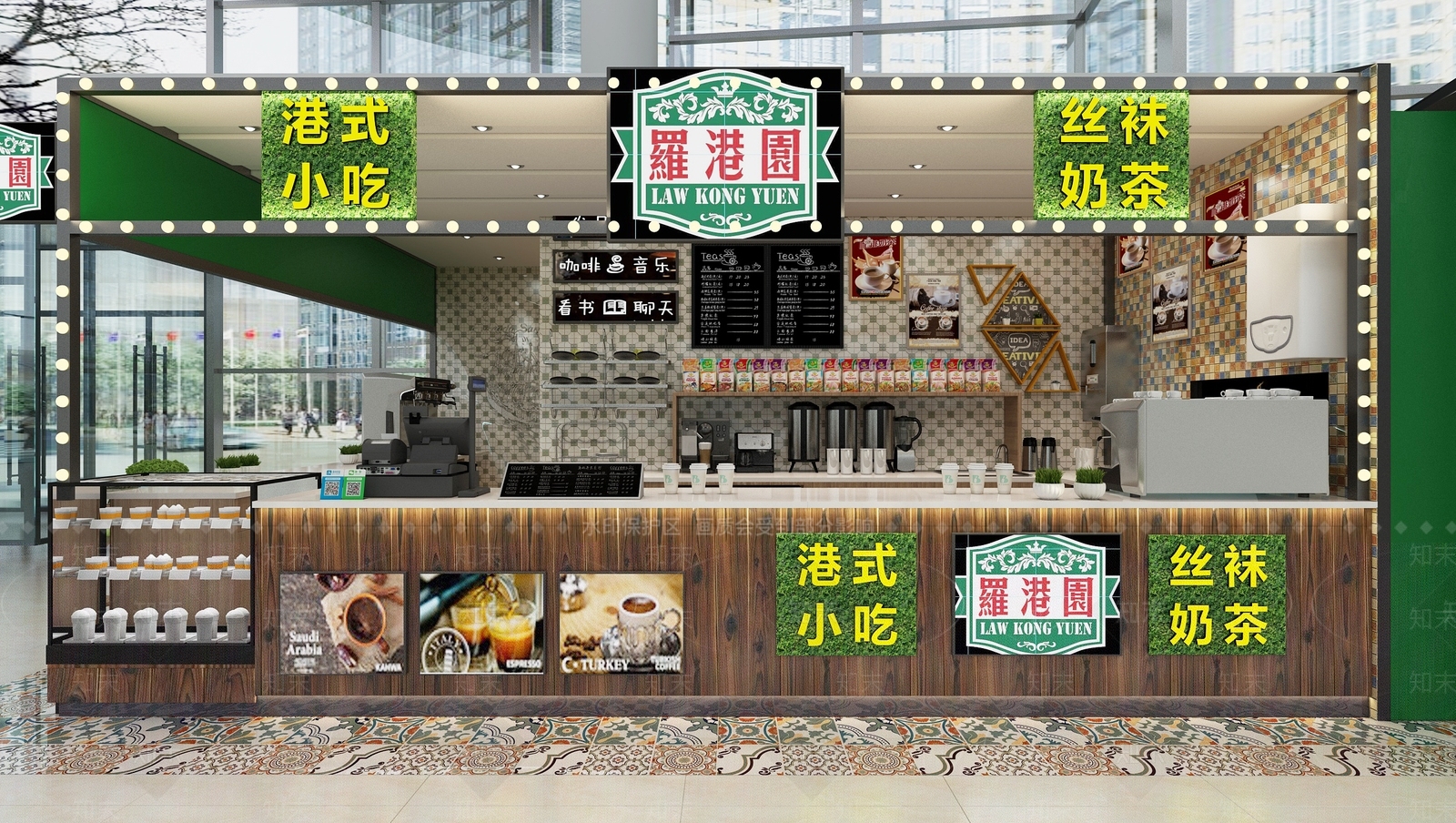 现代奶茶店3D模型下载【ID:1130423749】