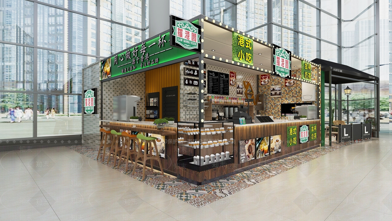 现代奶茶店3D模型下载【ID:1130423749】