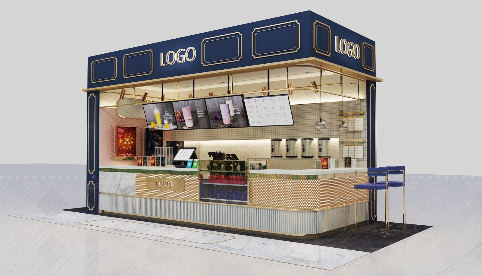 现代奶茶店3D模型下载【ID:1130423853】