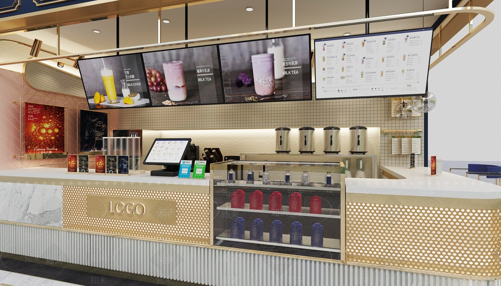 现代奶茶店3D模型下载【ID:1130423853】