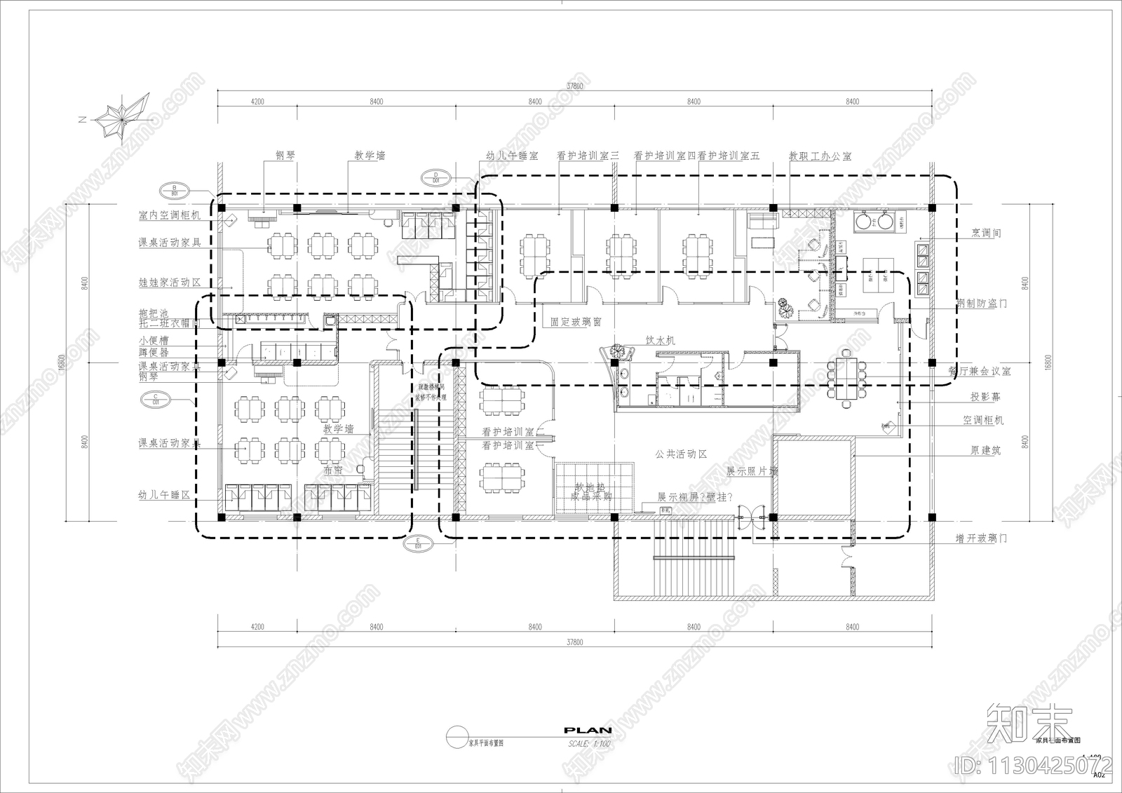 幼儿园装修全套cad施工图下载【ID:1130425072】