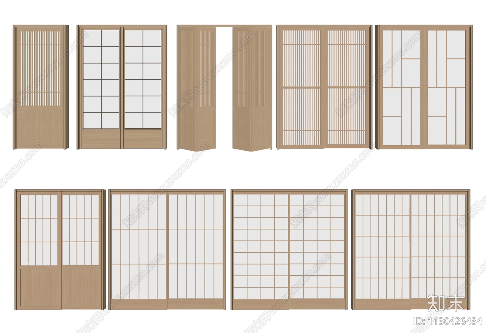 日式推拉门SU模型下载【ID:1130426434】