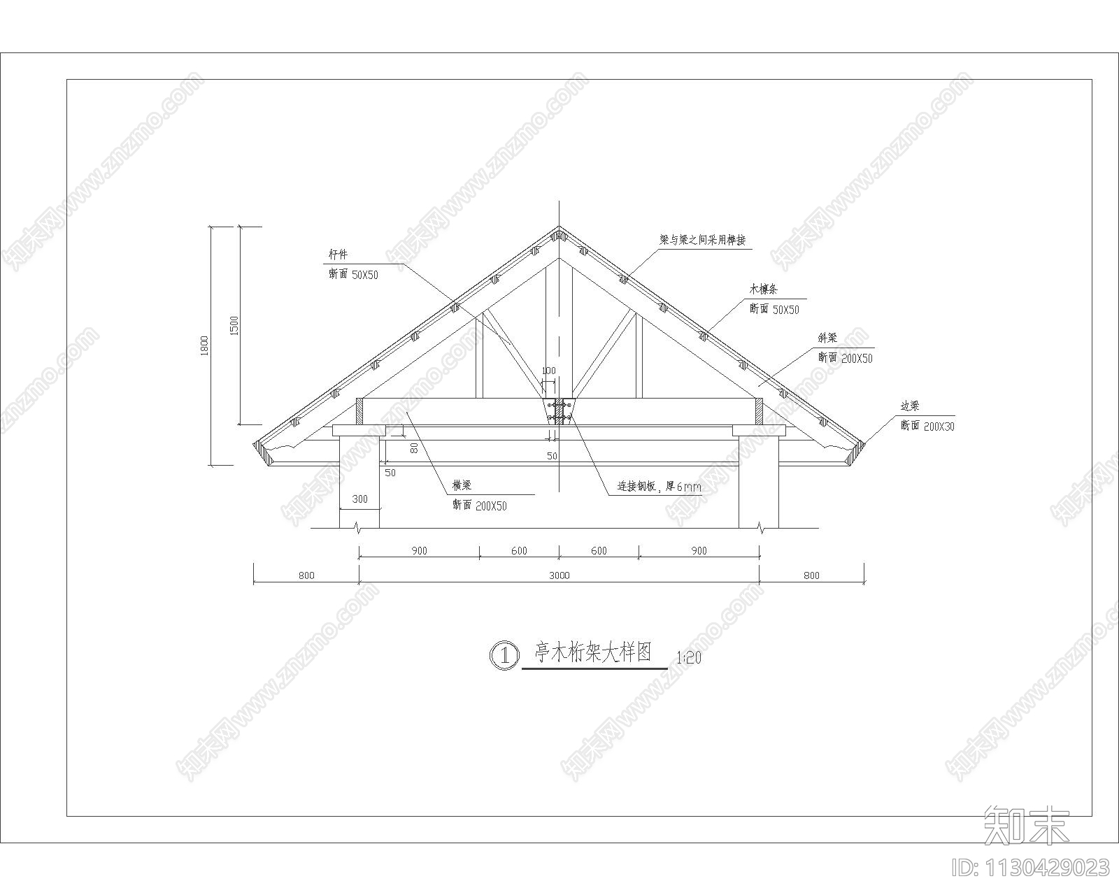 中式方形景观亭cad施工图下载【ID:1130429023】