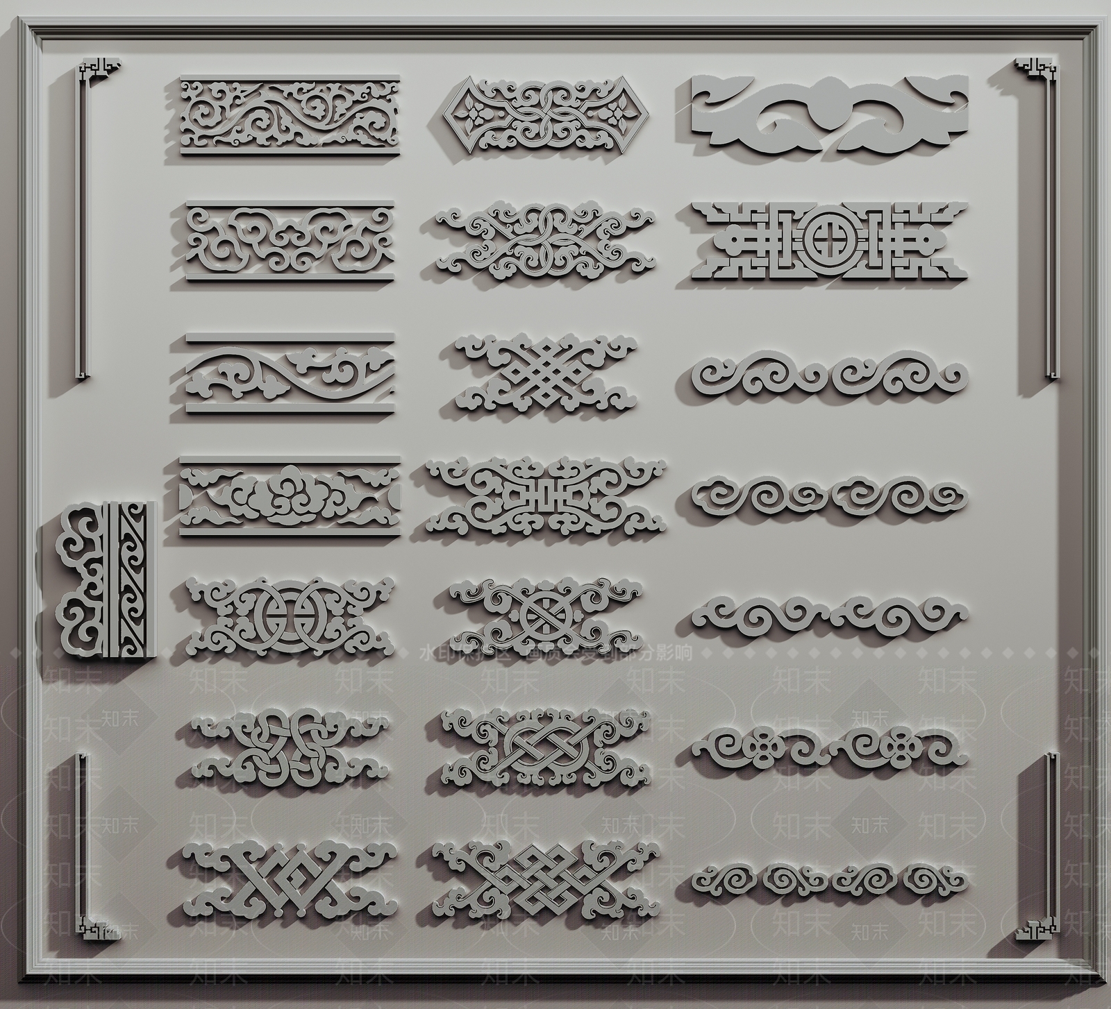 中式镂空雕花3D模型下载【ID:1130430008】