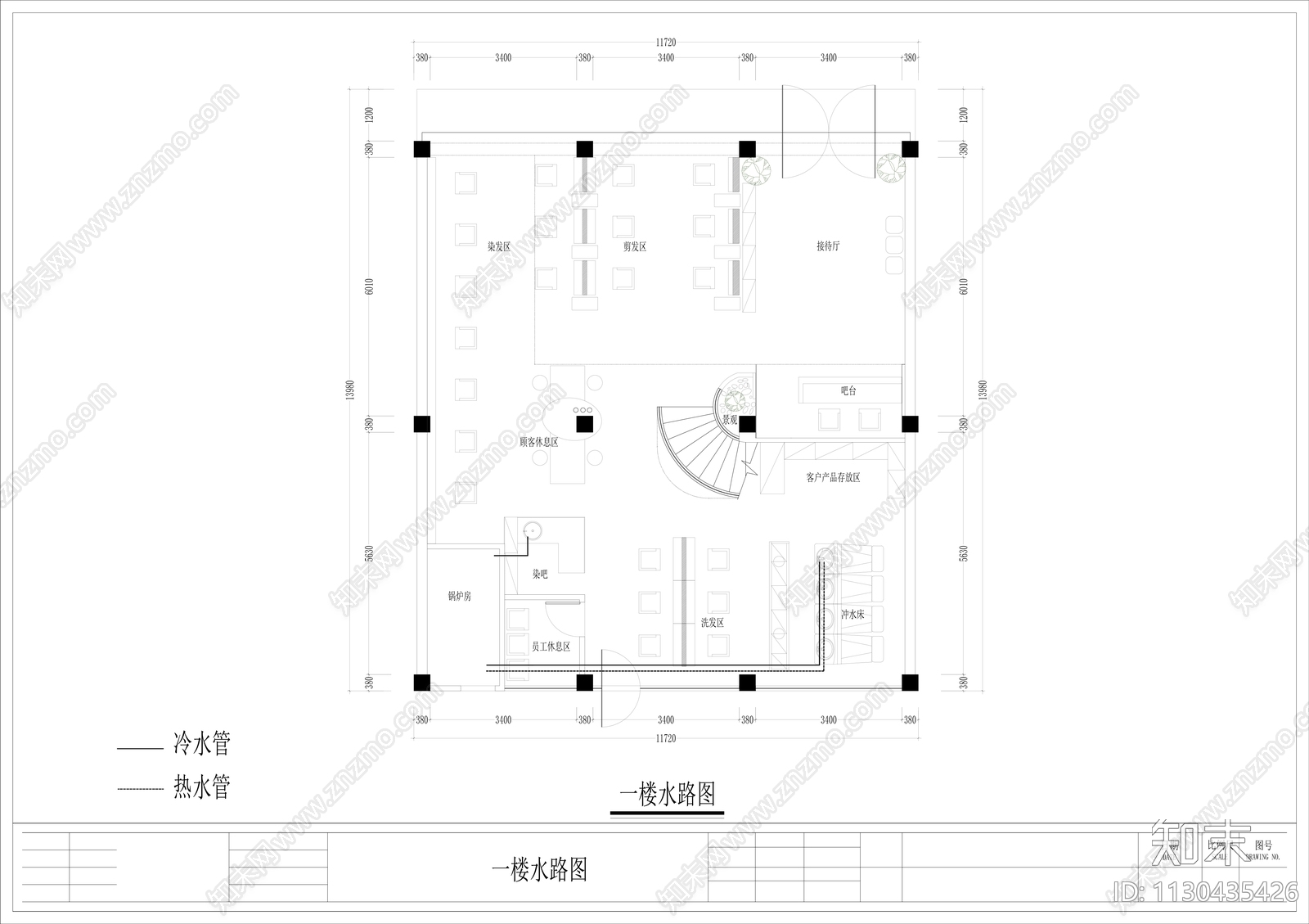 理发店cad施工图下载【ID:1130435426】