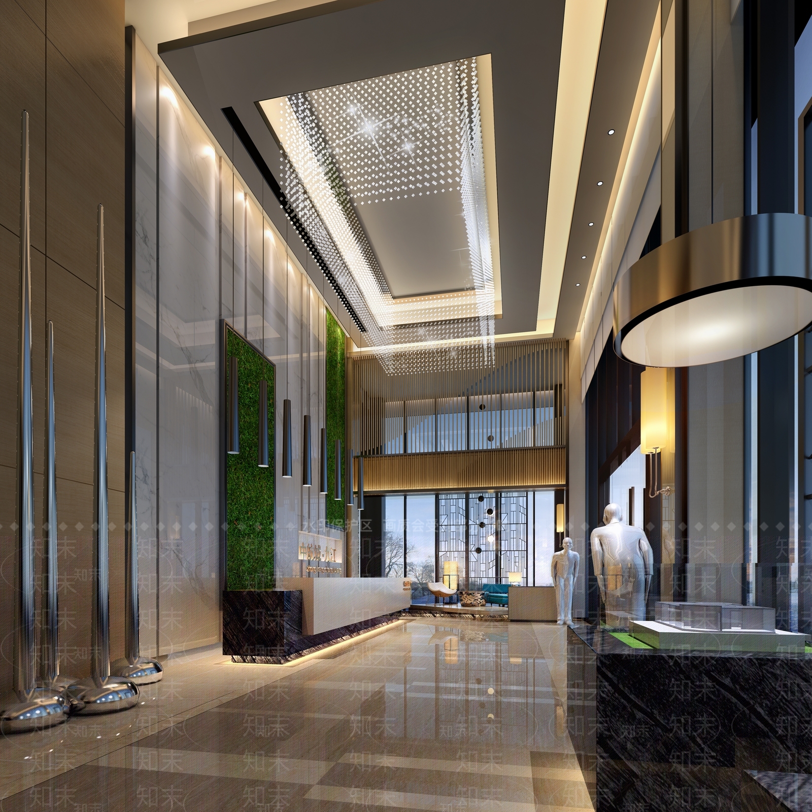 现代售楼处大堂3D模型下载【ID:1130440461】
