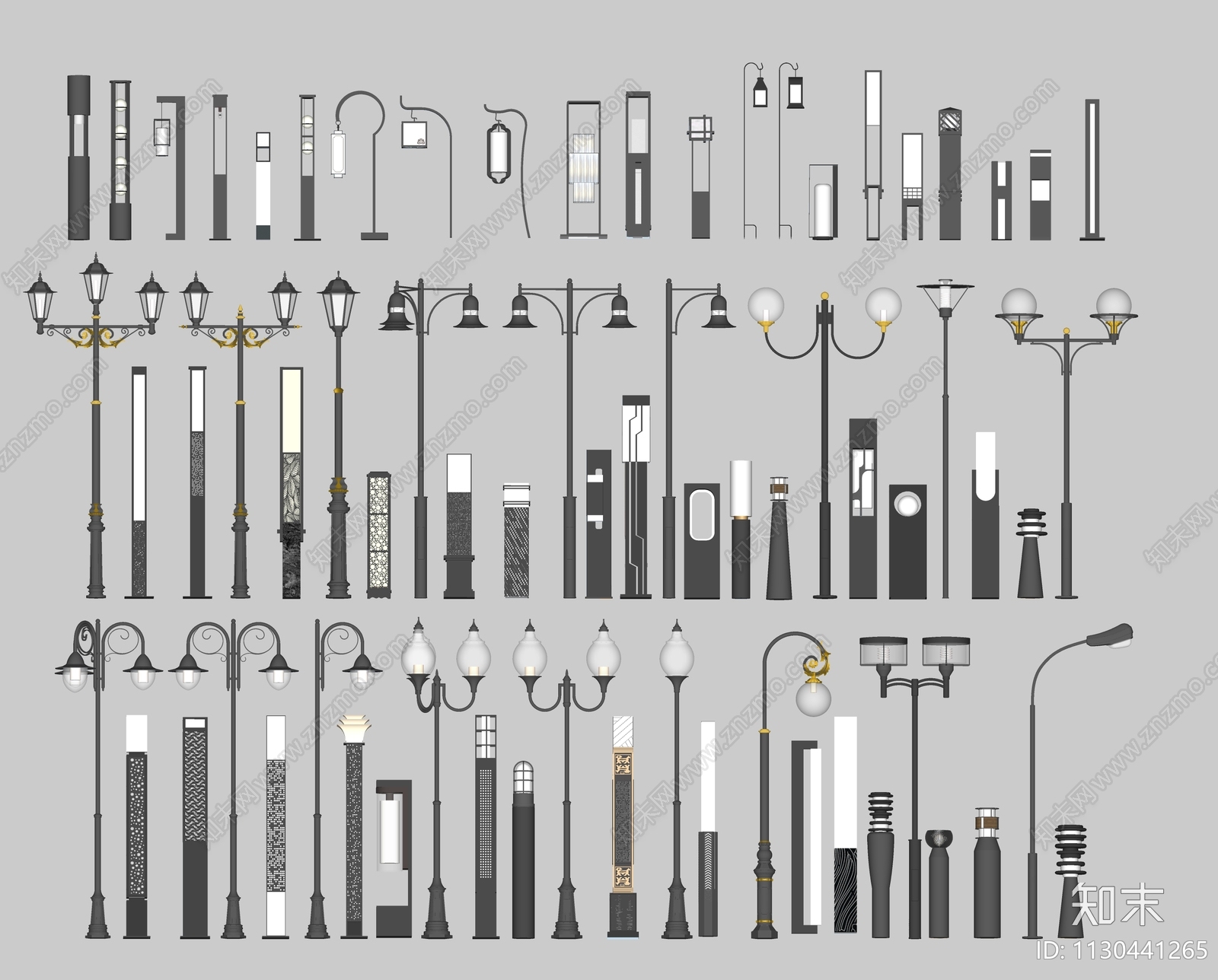 现代景观灯SU模型下载【ID:1130441265】
