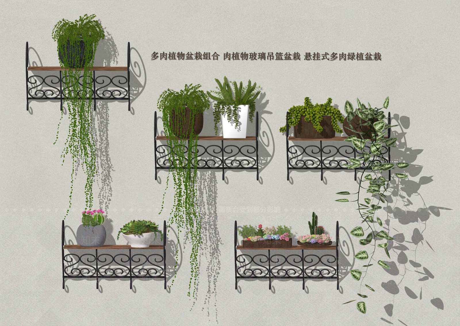 多肉植物盆栽组合SU模型下载【ID:1130441521】