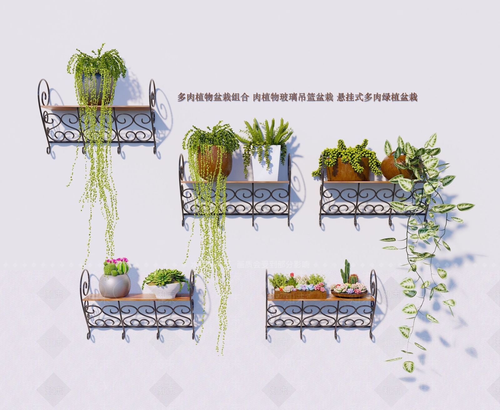 多肉植物盆栽组合SU模型下载【ID:1130441521】