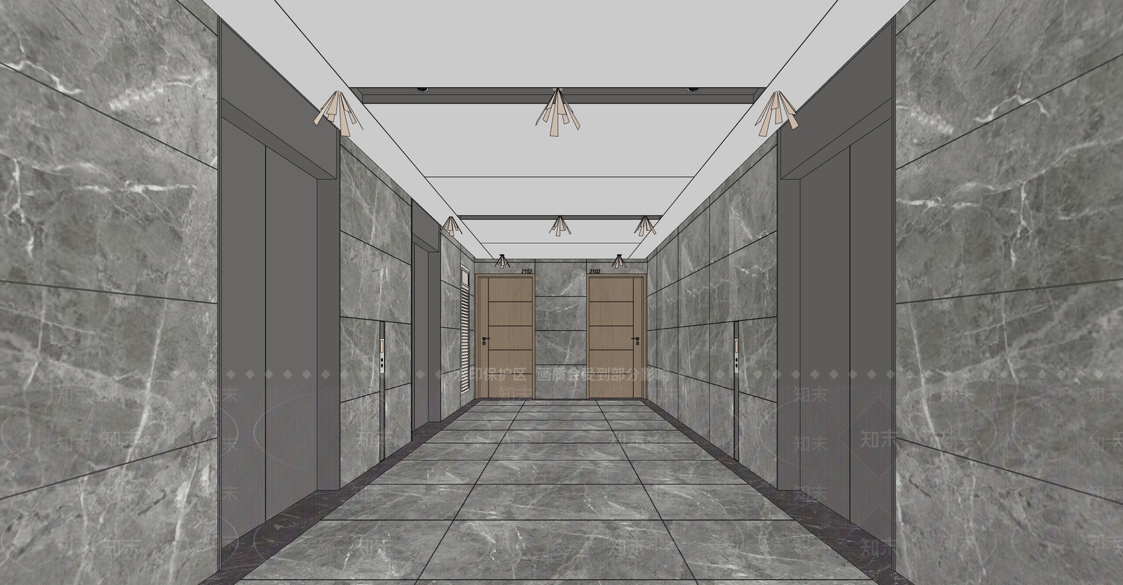 现代电梯厅SU模型下载【ID:1130444178】