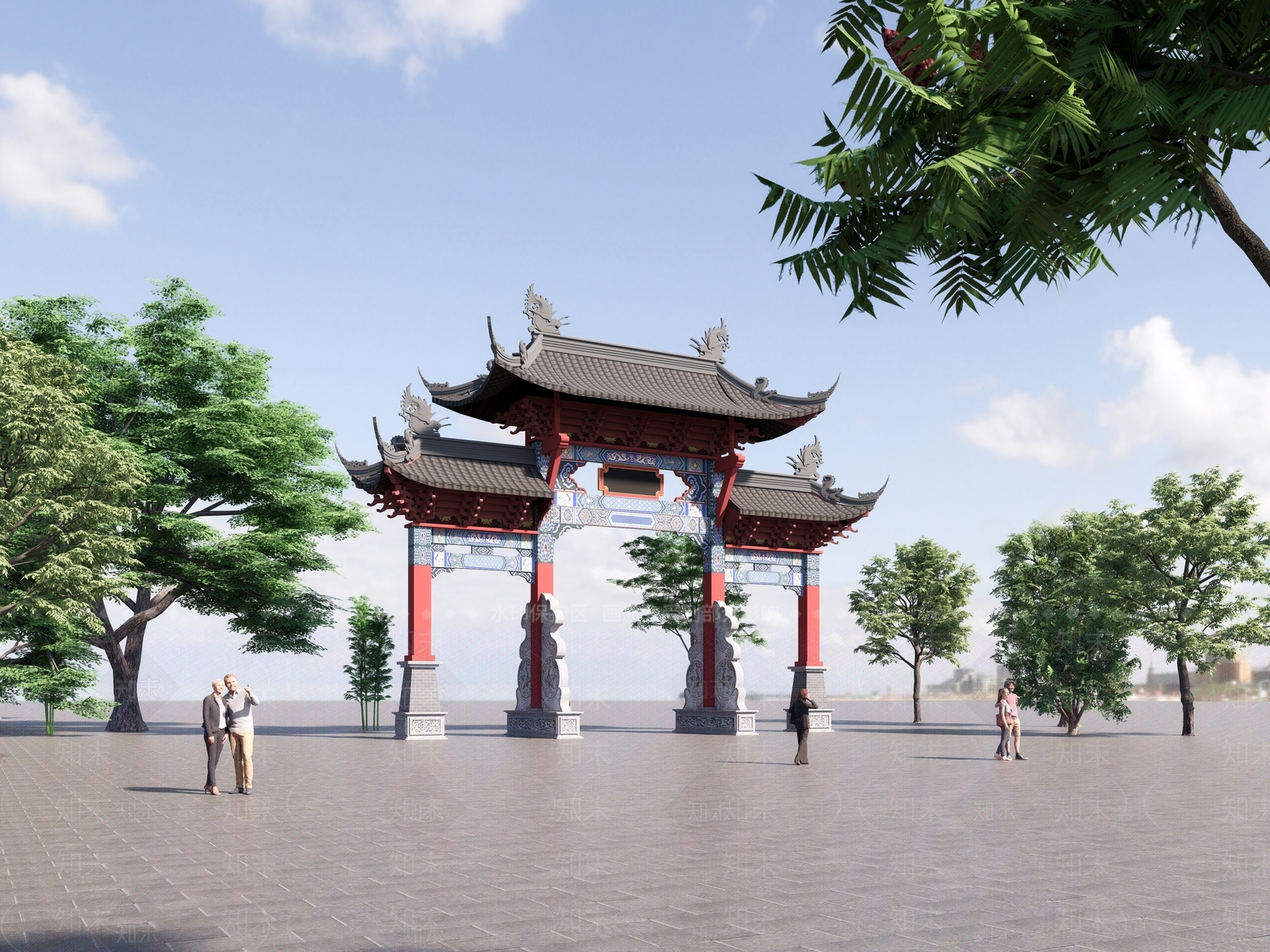 中式牌坊SU模型下载【ID:1130443818】