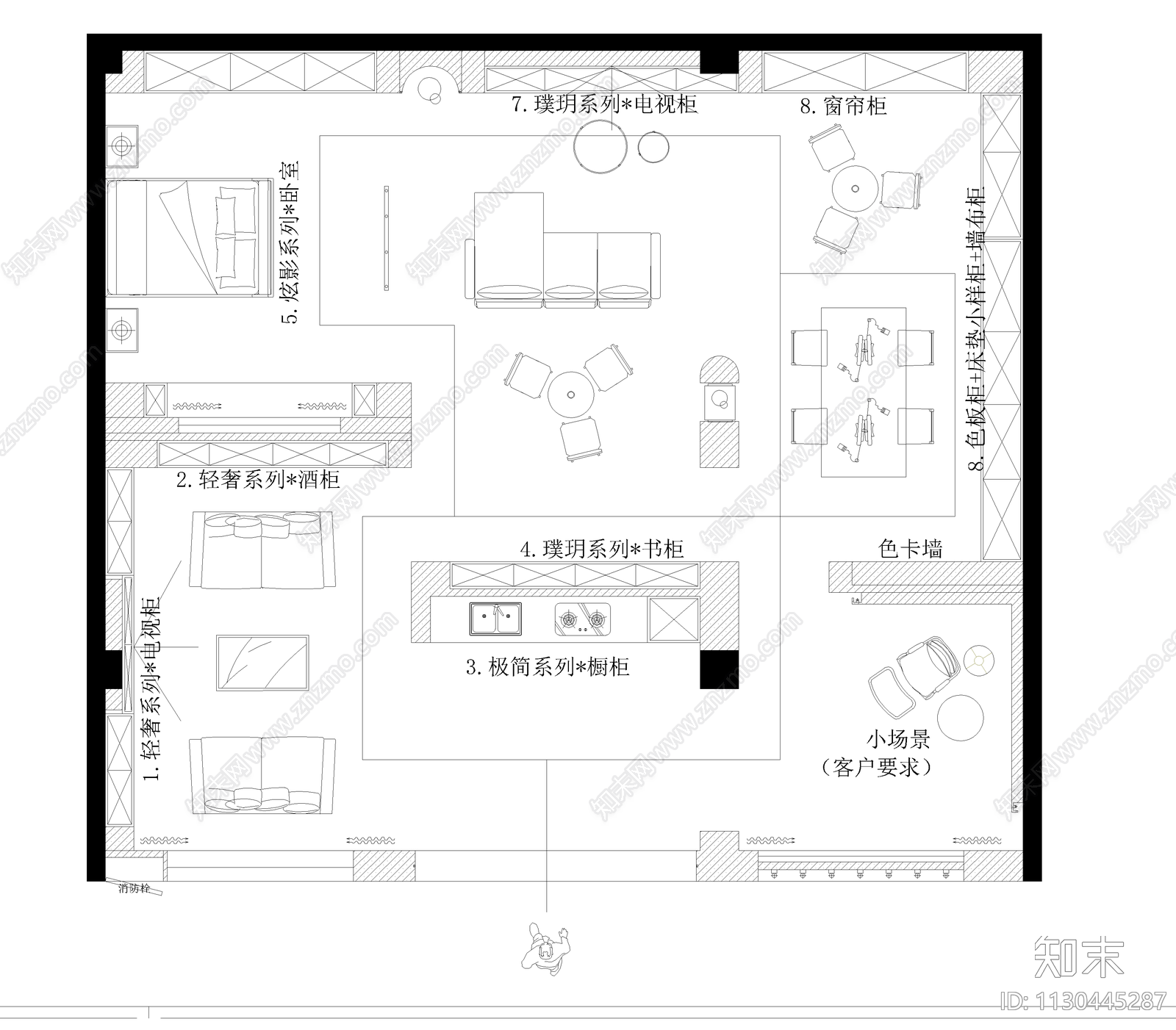 橱柜专卖店全套cad施工图下载【ID:1130445287】