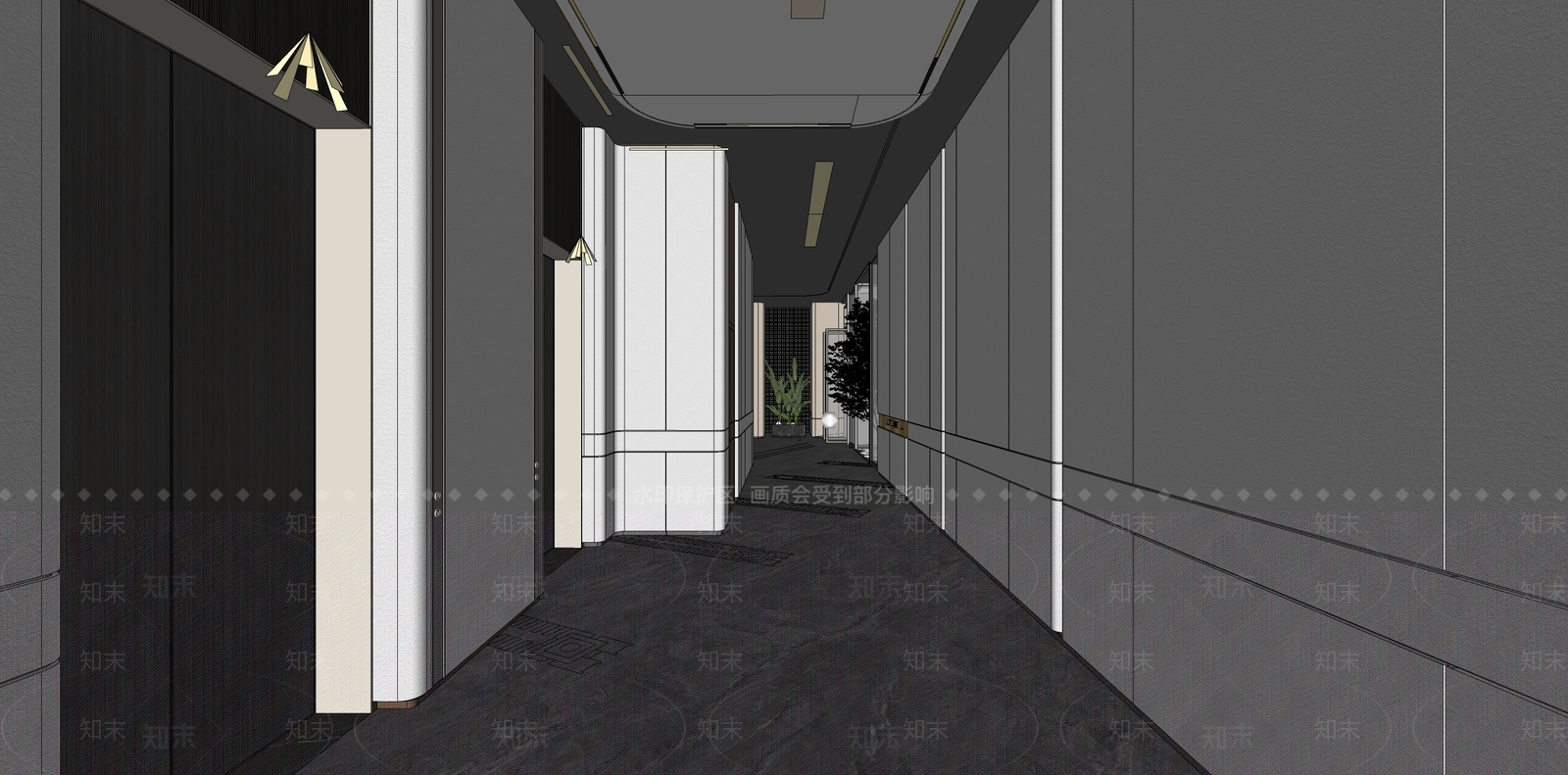 现代大堂电梯厅SU模型下载【ID:1130447211】