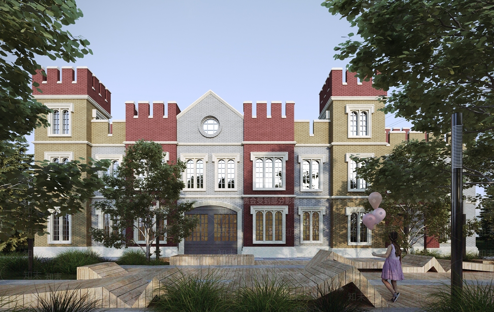 简欧幼儿园建筑3D模型下载【ID:1130449417】