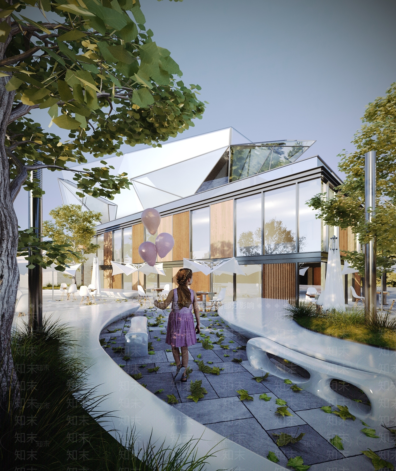 现代商业街建筑3D模型下载【ID:1130449828】