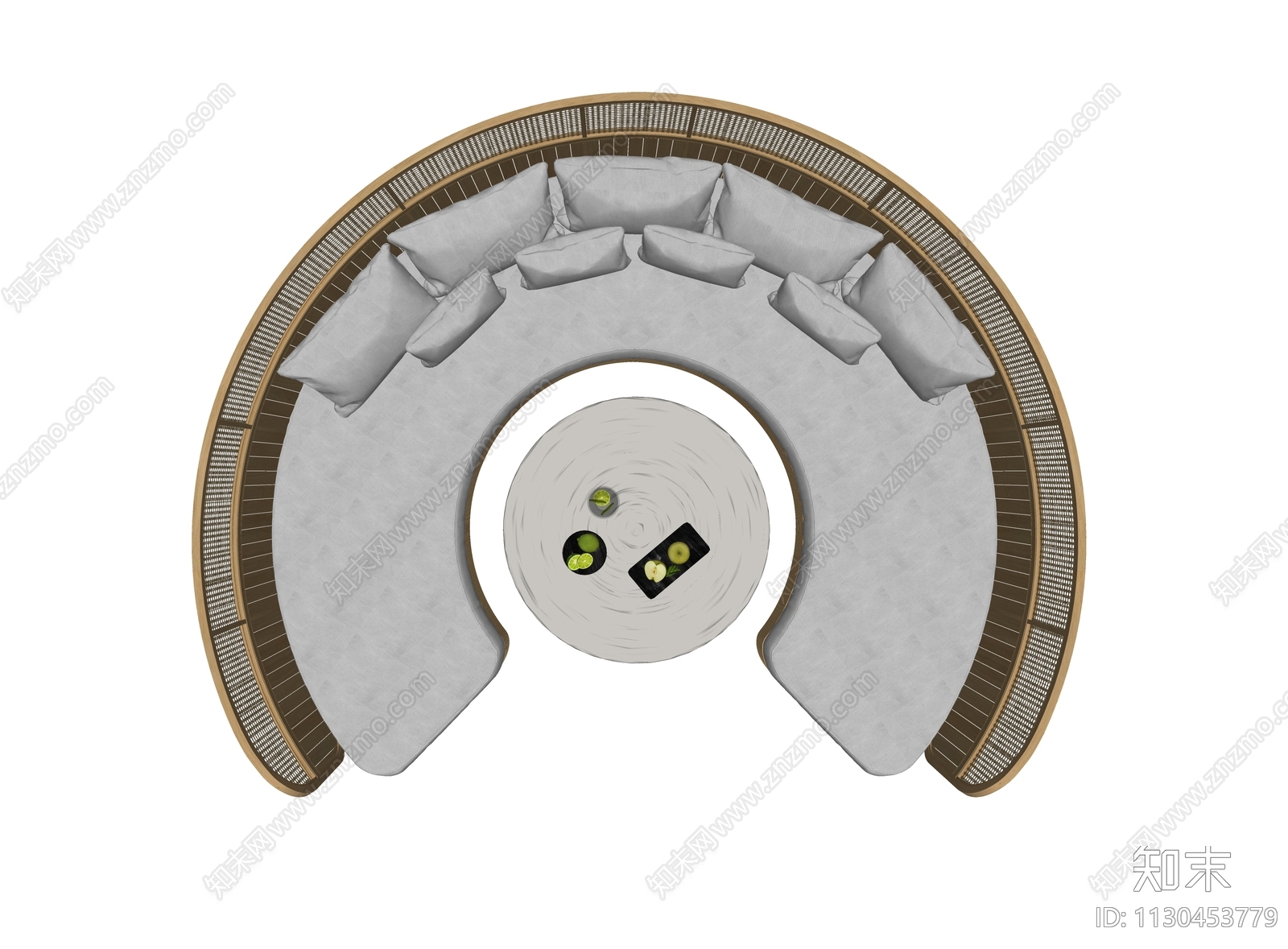 现代圆形卡座沙发SU模型下载【ID:1130453779】