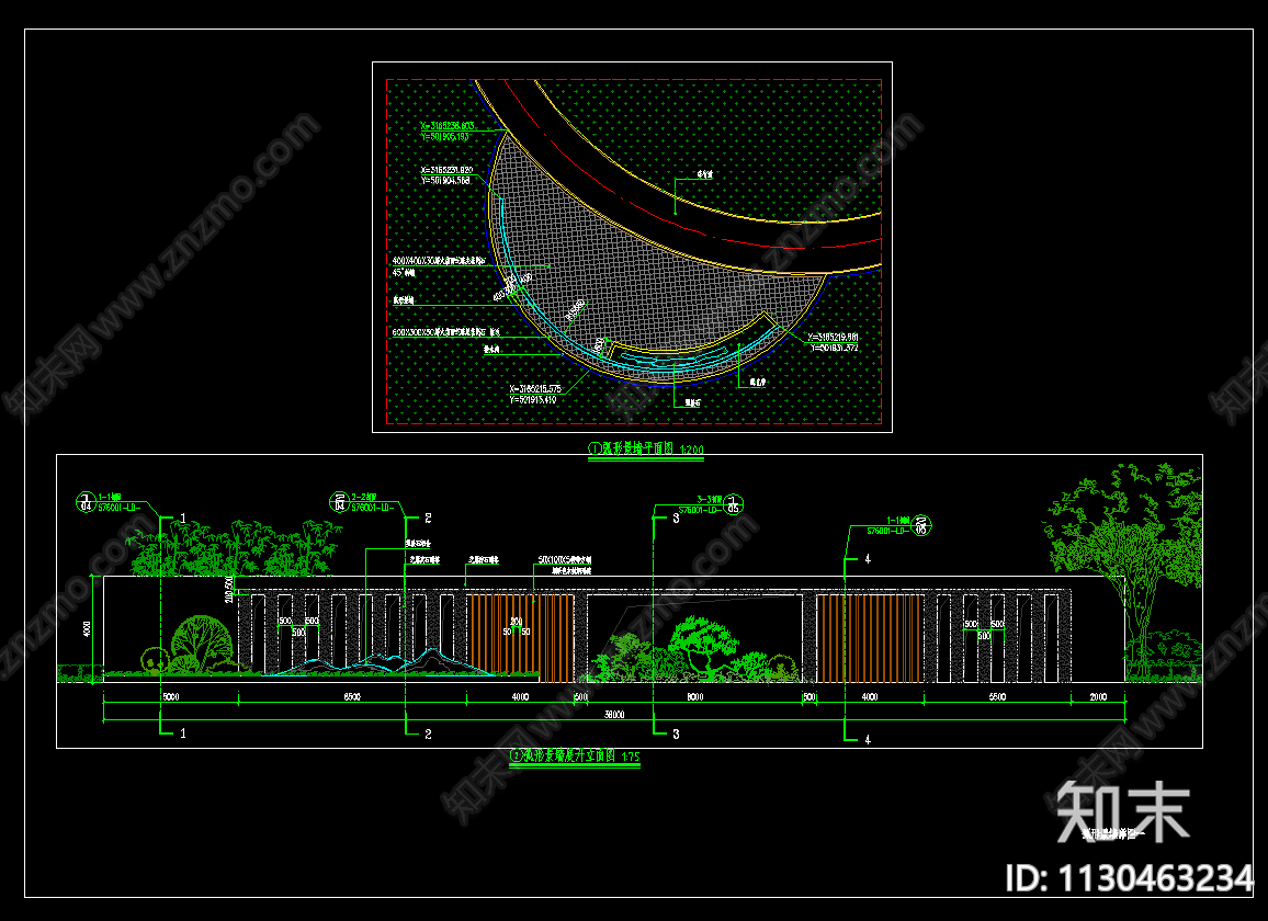 景墙详图cad施工图下载【ID:1130463234】