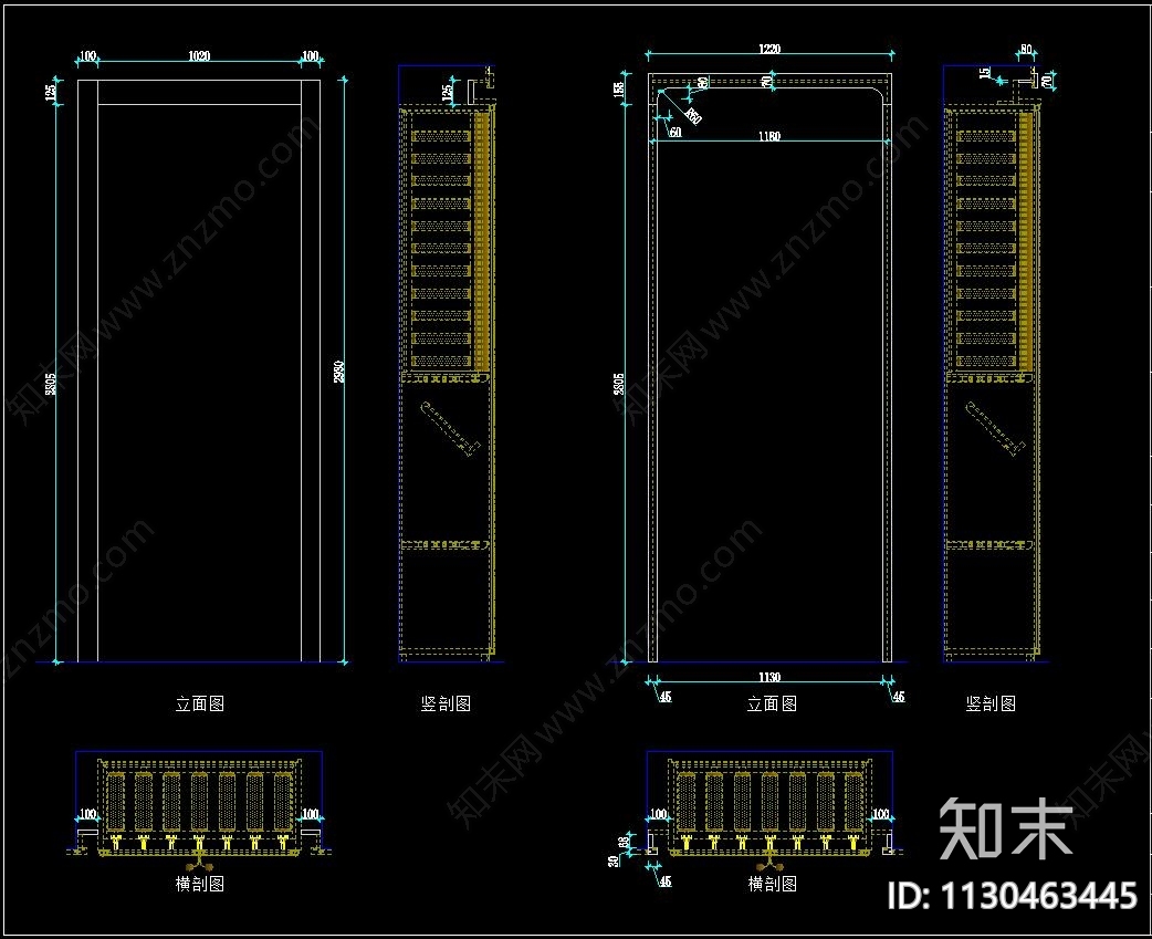 酒柜平立剖cad施工图下载【ID:1130463445】