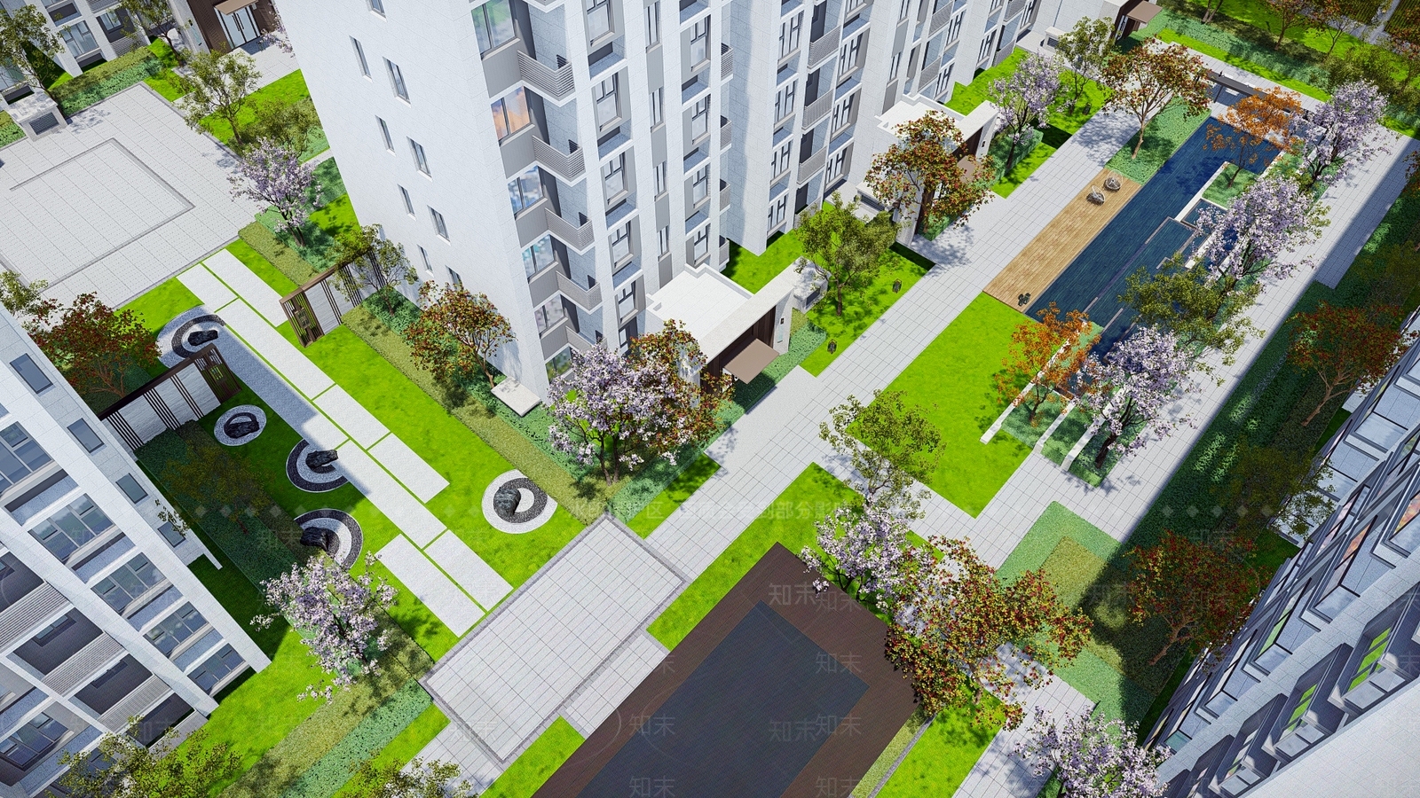 现代小区景观SU模型下载【ID:1130464106】