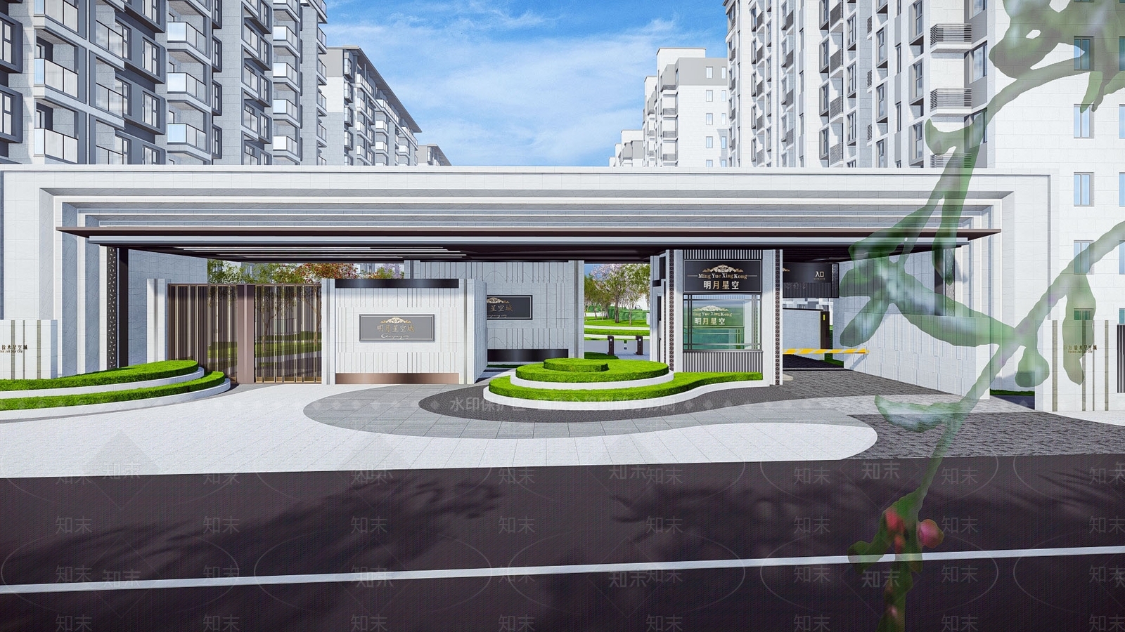 现代小区景观SU模型下载【ID:1130464857】