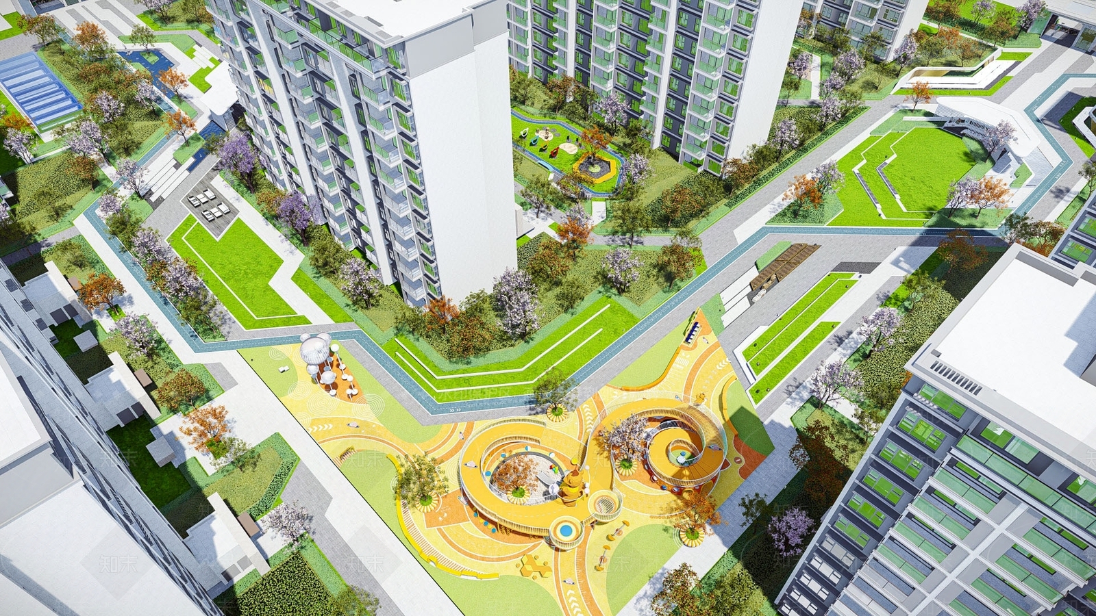 现代小区景观SU模型下载【ID:1130464903】