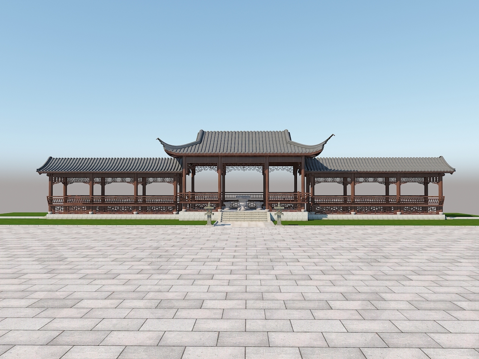 中式长廊3D模型下载【ID:1130465846】