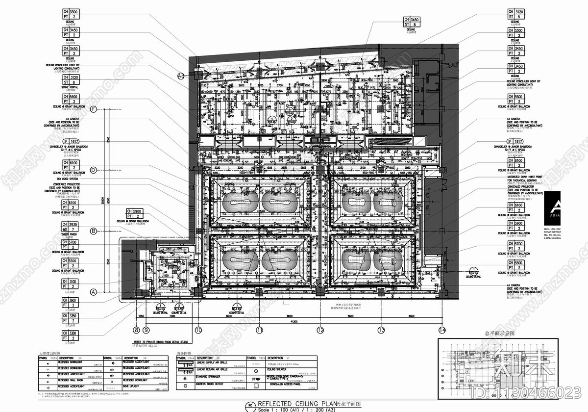 1100㎡宴会厅室内cad施工图下载【ID:1130466023】