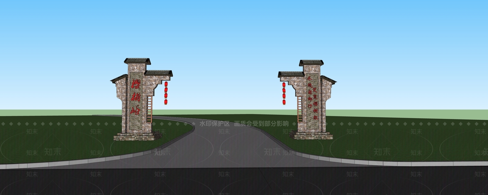 新中式牌坊牌楼SU模型下载【ID:1130468878】
