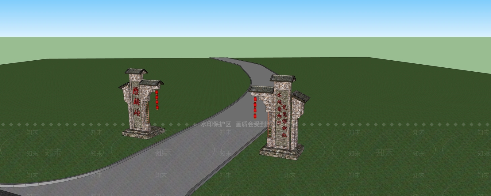 新中式牌坊牌楼SU模型下载【ID:1130468878】