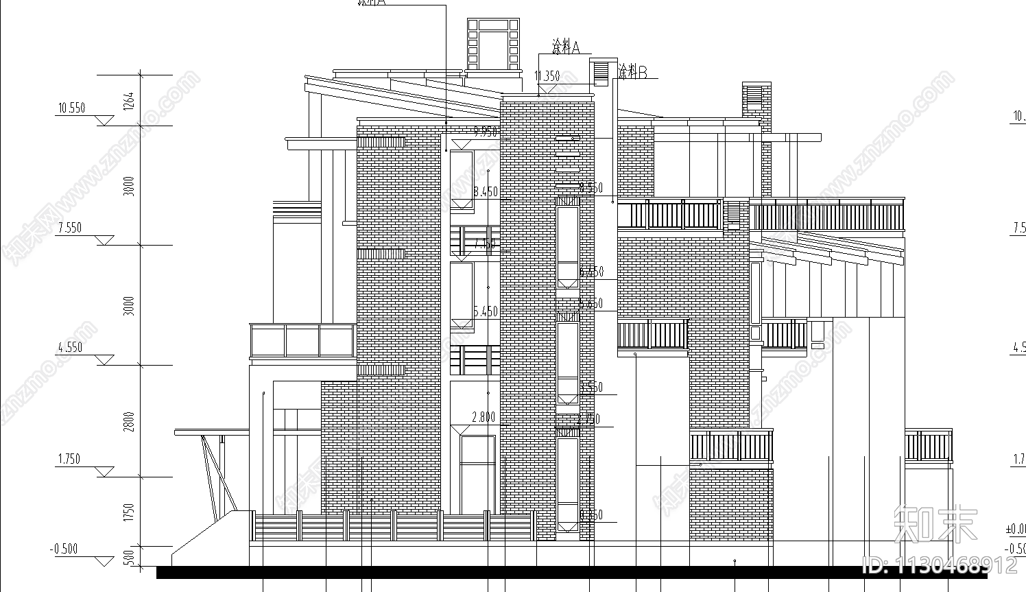 多层排房样板建筑图施工图下载【ID:1130468912】