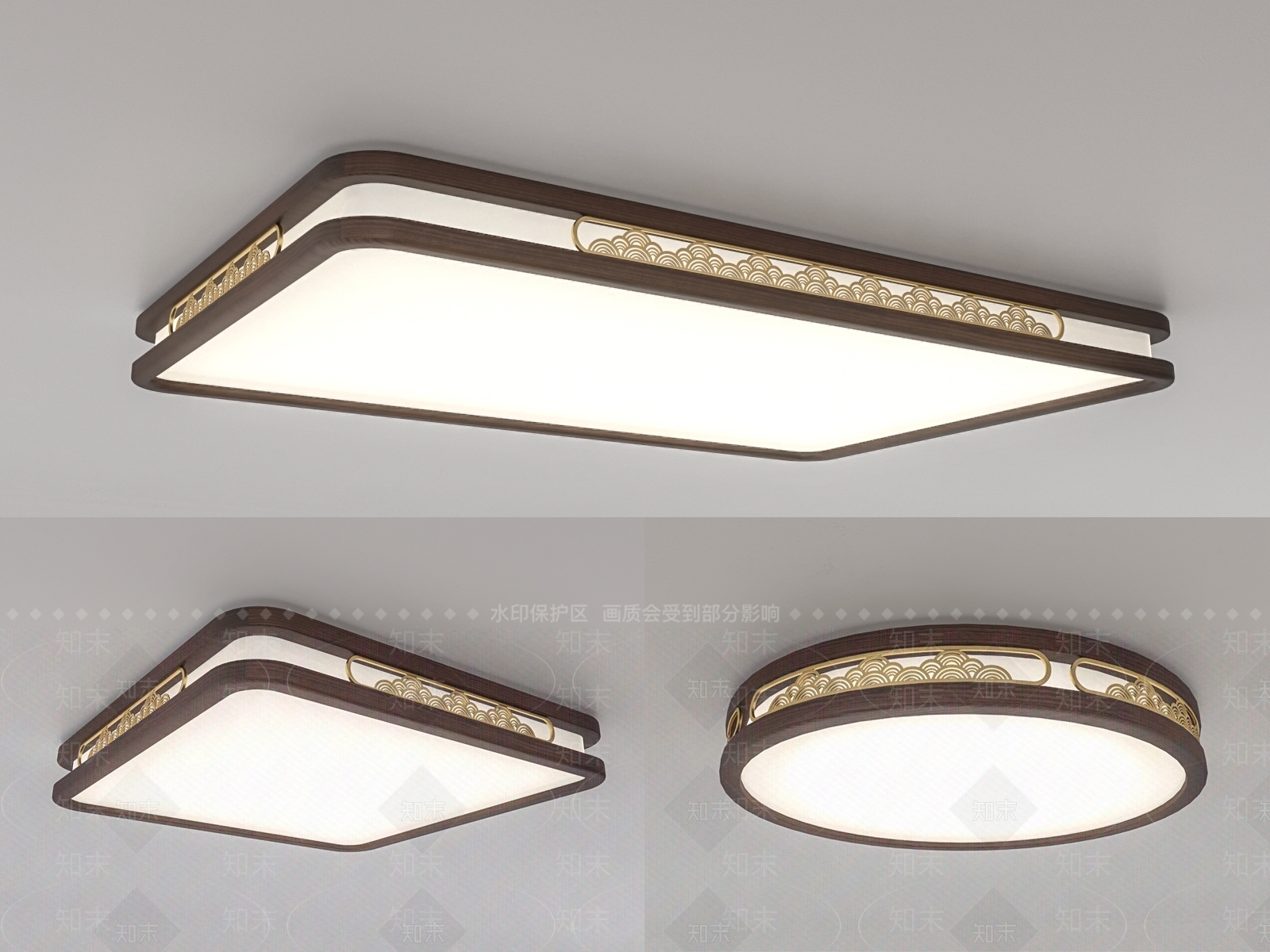 新中式吸顶灯3D模型下载【ID:1130472814】
