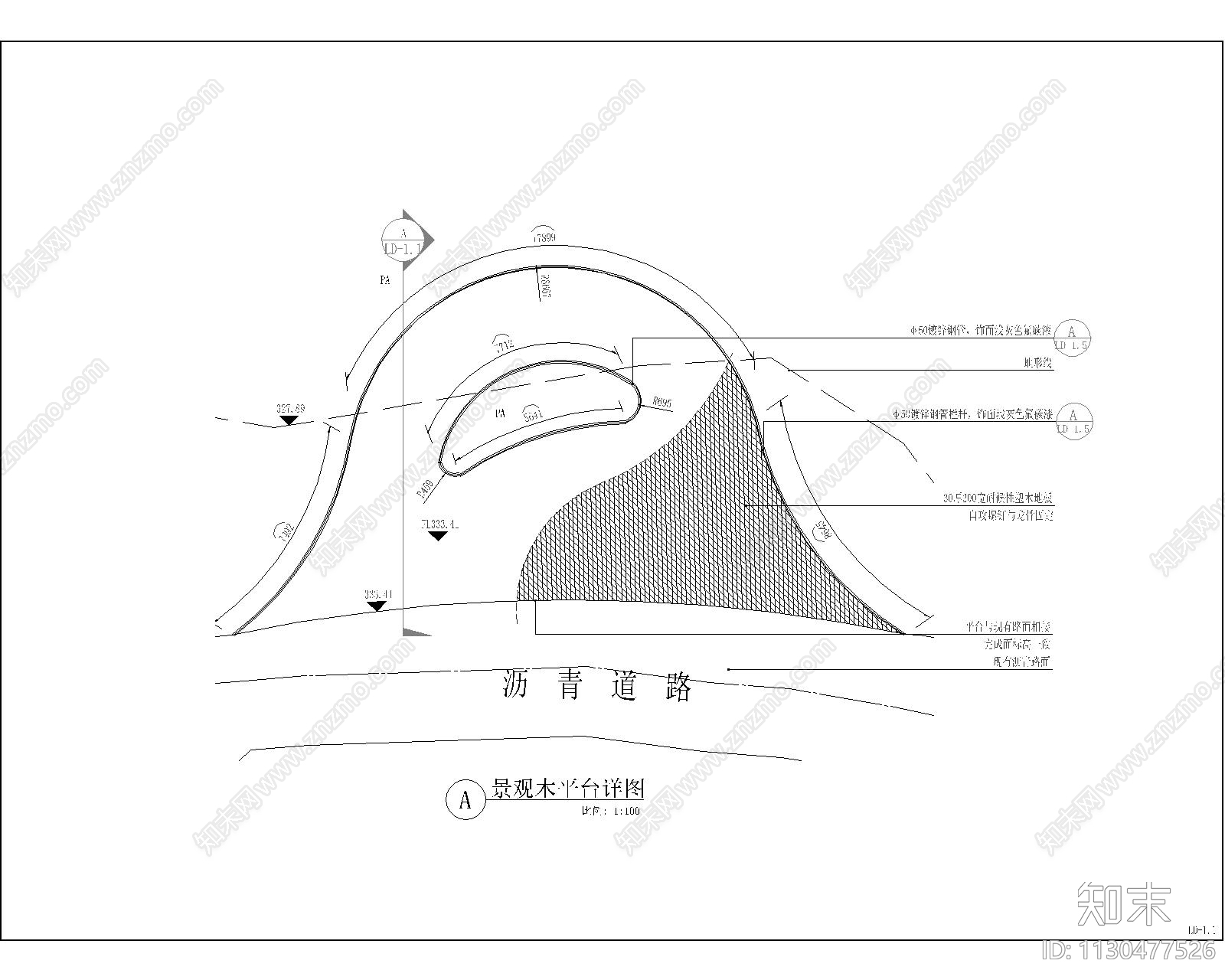 观景平台cad施工图下载【ID:1130477526】