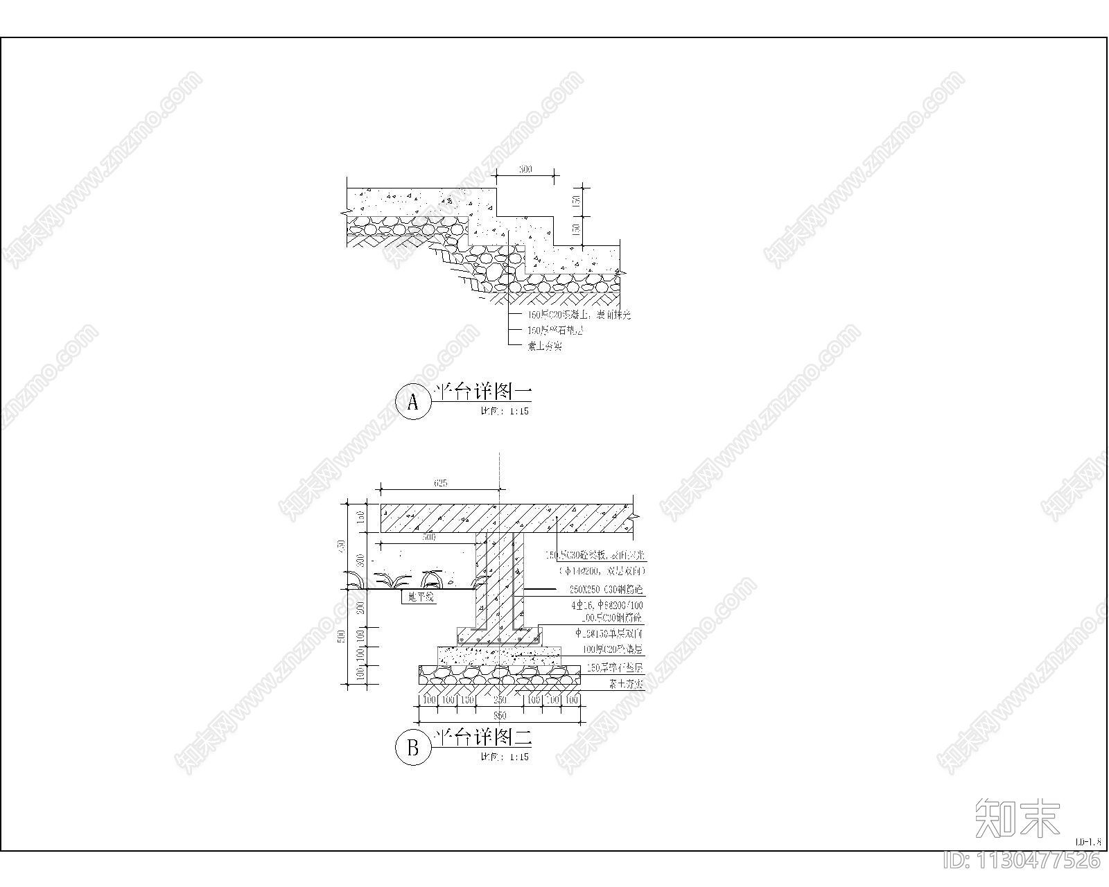 观景平台cad施工图下载【ID:1130477526】