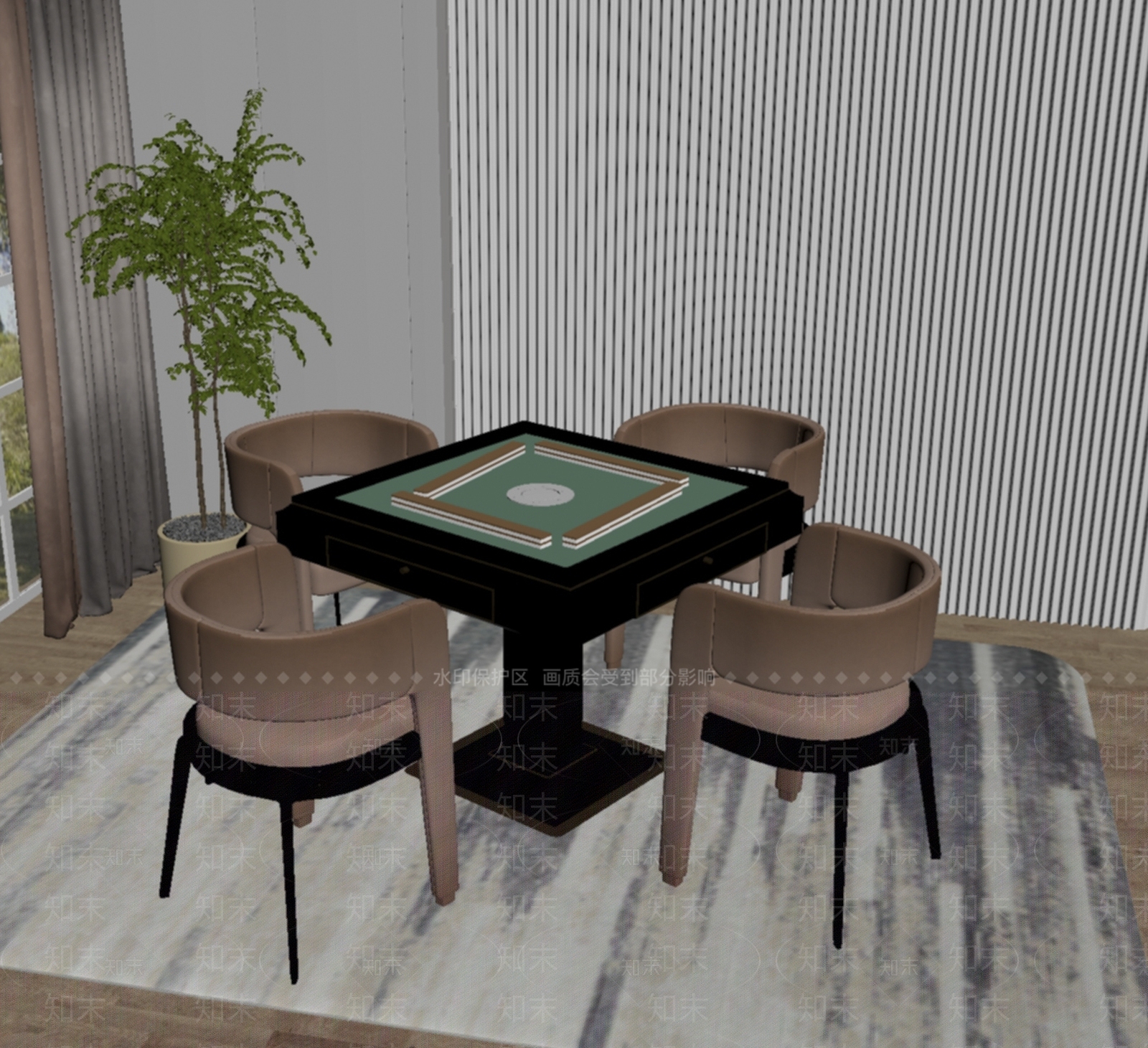 麻将桌SU模型下载【ID:1130486943】