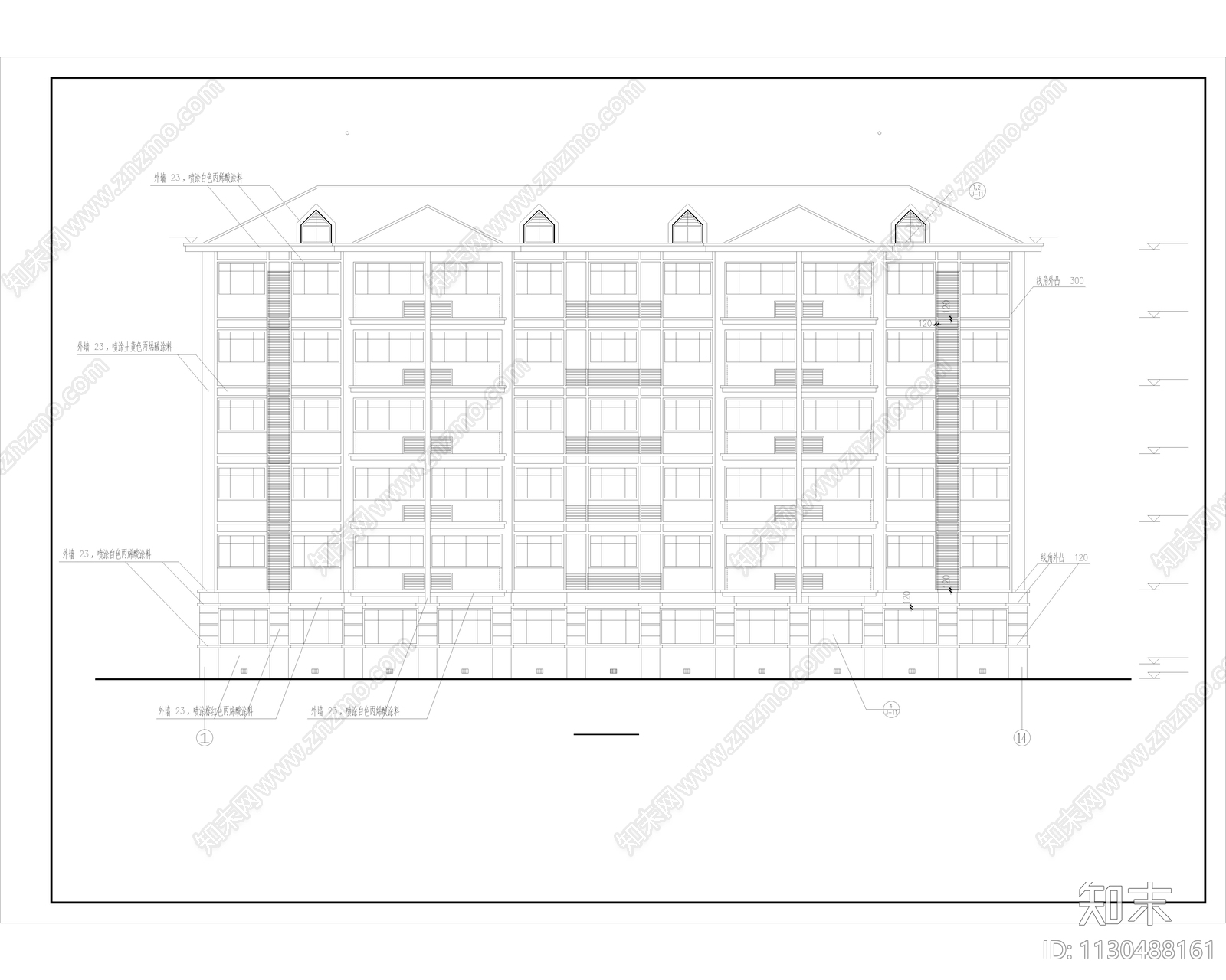 四层宿舍楼建筑cad施工图下载【ID:1130488161】