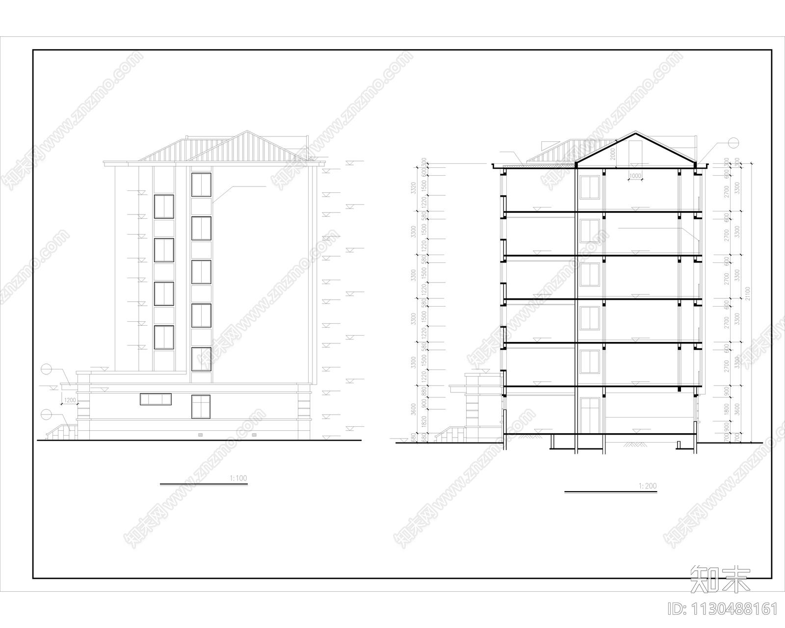 四层宿舍楼建筑cad施工图下载【ID:1130488161】