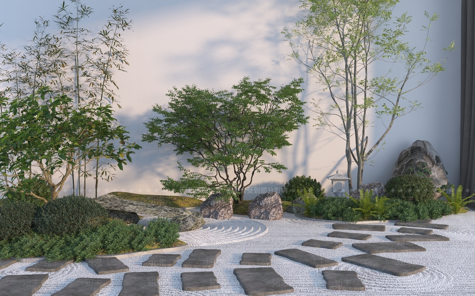 新中式绿植景观小品3D模型下载【ID:1130488716】