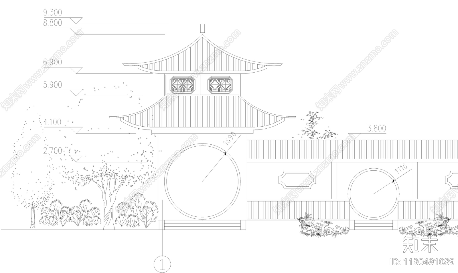 古典茶室设计立面图施工图下载【ID:1130491089】