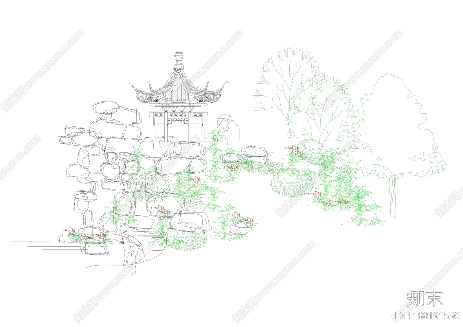中式假山水景图库cad施工图下载【ID:1188191550】