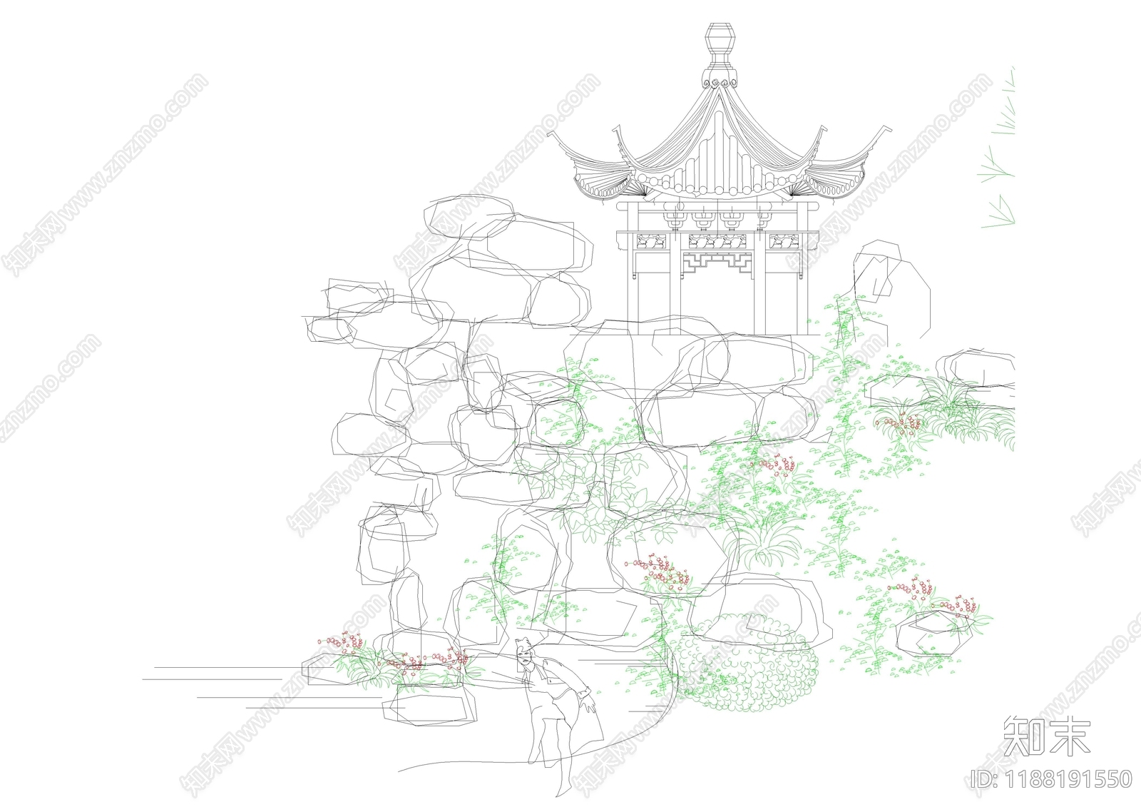 中式假山水景图库cad施工图下载【ID:1188191550】