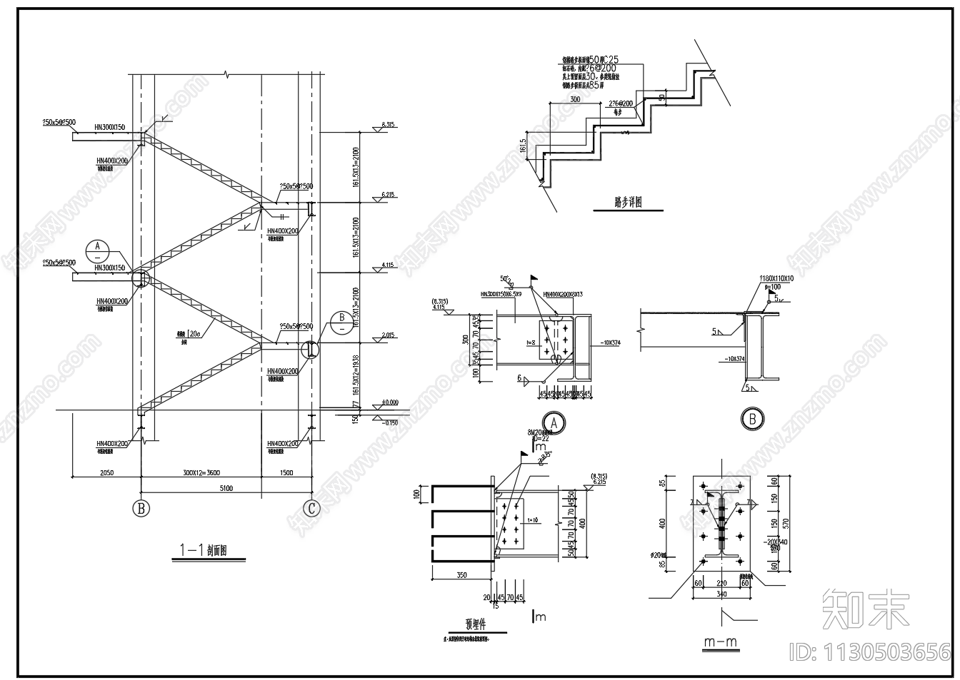 新增室外钢结构楼梯施工图下载【ID:1130503656】