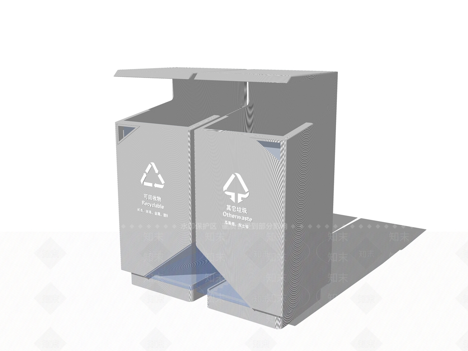 现代公共分类垃圾桶SU模型下载【ID:1130504869】